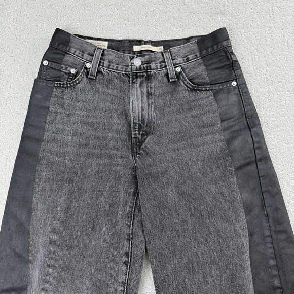 Levis Womens Baggy Dad Jeans Size 26 Black Gray Two Tone Barrel Wide Leg $98 - Picture 3 of 14